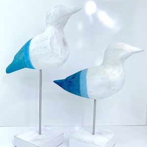 Weathered Carved Wooden Seagulls